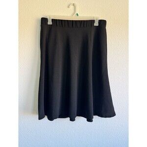 Roz & Ali Women's Solid Black A Line Skirt Midi Stretch Pull On Size Large